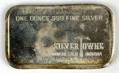 1973 Silvertowne Peace 1 oz .999 Fine Silver Ingot/ Bar