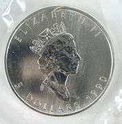 1990 Royal Canadian Mint Canada Maple Leaf $5 1 oz .999 Fine Silver Coin