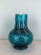 Aqua Geometric Motif Glass Pitcher