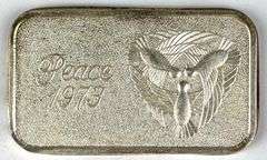 1973 Silvertowne Peace 1 oz .999 Fine Silver Ingot/ Bar