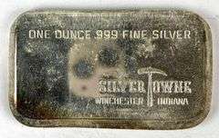 1973 Silvertowne Peace 1 oz .999 Fine Silver Ingot/ Bar