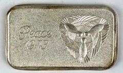 1973 Silvertowne Peace 1 oz .999 Fine Silver Ingot/ Bar