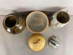 Group of 3 Signed Stoneware Art Pottery Items