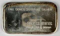 1973 Silvertowne Peace 1 oz .999 Fine Silver Ingot/ Bar