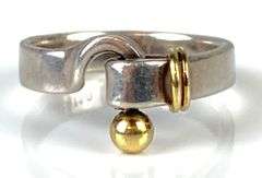 Tiffany and Co. 18K and Sterling Silver Hook and Eye  Ring