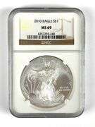 NGC Graded 2010 US $1 Silver Eagle 1oz Fine Silver Dollar MS69