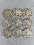 Group of 9 Walking Liberty Silver Half Dollars