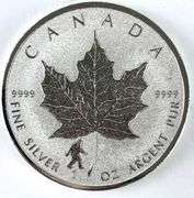 2016 Canada $5 Maple Leaf with Sasquatch Privy 1 oz .999 Fine Silver Coin