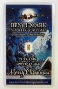 Benchmark Strategic Metals Merry Christmas  1/4 Grain .999 Fine Gold Ingot