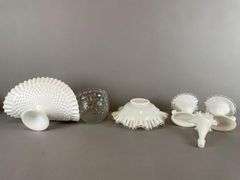 Group of Vintage White Glass Dishes