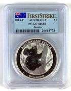 PCGS Graded 2013-P Australia $1 Koala 1oz .999 Fine Silver Coin MS69