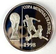 1998 France Copa Mundia De Futbol 1 oz .999 Silver Commemorative Coin