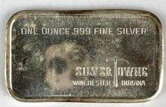 1973 Silvertowne Peace 1 oz .999 Fine Silver Ingot/ Bar