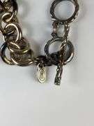 Sterling Silver Bali Link Bracelet With Onyx and Filagree Heart