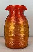 Blenko Orange Textured Art Glass Water Double Pitcher