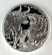 2022 Tokelau $5 Bull and Bear 1 oz .999 Fine Silver Coin