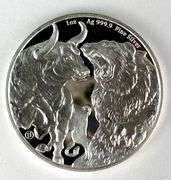 2022 Tokelau $5 Bull and Bear 1 oz .999 Fine Silver Coin