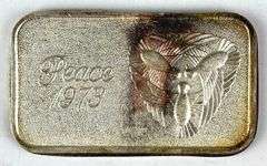 1973 Silvertowne Peace 1 oz .999 Fine Silver Ingot/ Bar