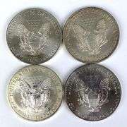Group of 4 2000s 1 Oz .999 Fine Silver $1 Eagle Coins