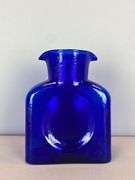 2014 Blenko Walter Blenko Signed Cobalt Textured Glass Double Pitcher