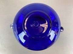 2015 Blenko Cobalt Handled Art Glass Vase