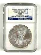 NGC Graded 2012-W US $1 Silver Eagle 1oz Fine Silver Dollar MS69