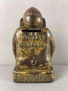 Antique Cast Iron Biliken Good Luck Buddha Bank