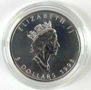 1993 Canada 1 oz .999 Fine Silver Maple Leaf in Cap
