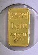 Sunshine Minting 1 Gram .999 Fine Gold Ingot/ Bar