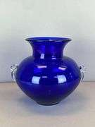 2015 Blenko Cobalt Handled Art Glass Vase