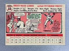 1956 Topps Roberto Clemente White Back #33, 2nd Year