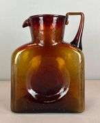 Blenko Burnt Amber Textured Glass Pitcher