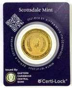 2021 Eastern Caribbean Central Bank $10 St. Kits and Nevis 1 oz .9999 Gold Coin