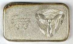 1973 Silvertowne Peace 1 oz .999 Fine Silver Ingot/ Bar