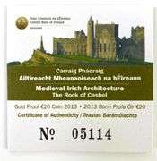 2013 Central Bank of Ireland €20 Rock of Cashel .5g .999 Fine Gold Coin