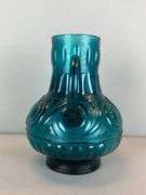 Aqua Geometric Motif Glass Pitcher