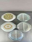 Group of 5 Pyrex Split Casserole Glass Dishes