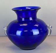 2015 Blenko Cobalt Handled Art Glass Vase