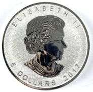 2017 Canada $5 Maple Leaf with Grizzly Bear Privy 1 oz .999 Fine Silver Coin