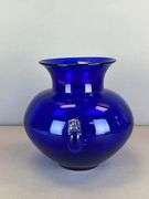 2015 Blenko Cobalt Handled Art Glass Vase