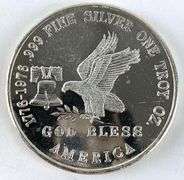 Vintage 1976 Tri State Refining God Bless America 1 oz .999 Fine Silver Round