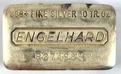 Engelhard 10 oz .999 Fine Silver Ingot/ Bar