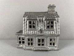 Antique Cast Iron Colonial House Bank