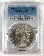 PCGS Graded 1883-O US $1 Morgan Silver Dollar MS63
