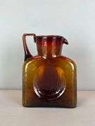 Blenko Burnt Amber Textured Glass Pitcher