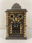 Antique J and E Stevens Cast Iron Roof Bank