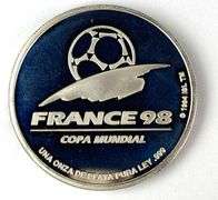 1998 France Copa Mundia De Futbol 1 oz .999 Silver Commemorative Coin