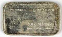 1973 Silvertowne Peace 1 oz .999 Fine Silver Ingot/ Bar