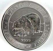 2015 Canada $8 Polar Bear 1 1/2 oz .999 Fine Silver Round