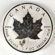 2017 Canada $5 Maple Leaf with Rooster Privy 1 oz .999 Fine Silver